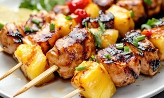 Brochetas de Pollo con piña